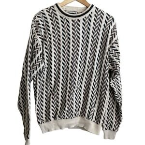 Vintage Shenandoah Men Sweater M Black White Chevron Knit Heritage 90s Outdoor